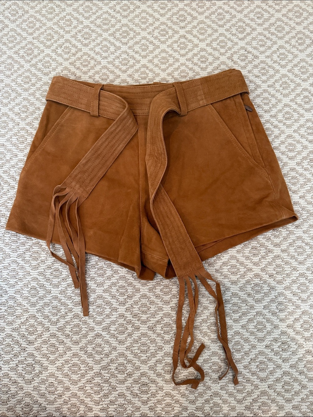 Free People Suede Fringe Shorts